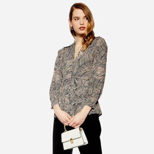 Topshop Zebra Plunge Neck Blouse